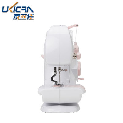 Mini macchina da cucire per uso domestico UFR-601 con lunghezza di cucitura 0-5 mm in colore bianco e rosa